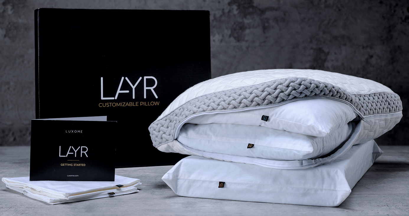 LUXOME Layr Adjustable Firmness & Loft Pillow - Completely Customizable - Memory Foam - Cooling Cover - King