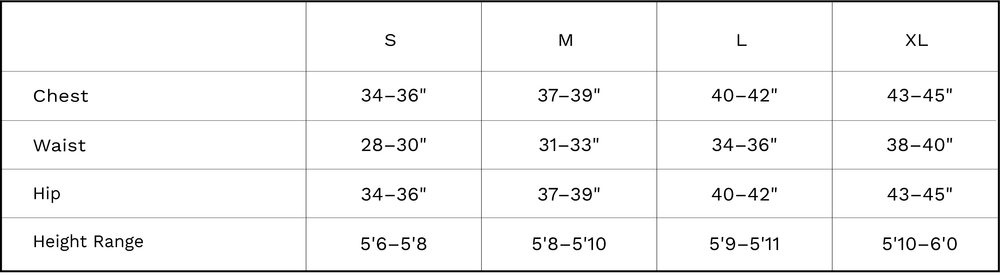 Lounge Chart Sizing Options