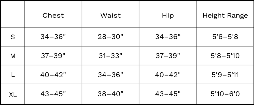 Lounge Chart Sizing Options